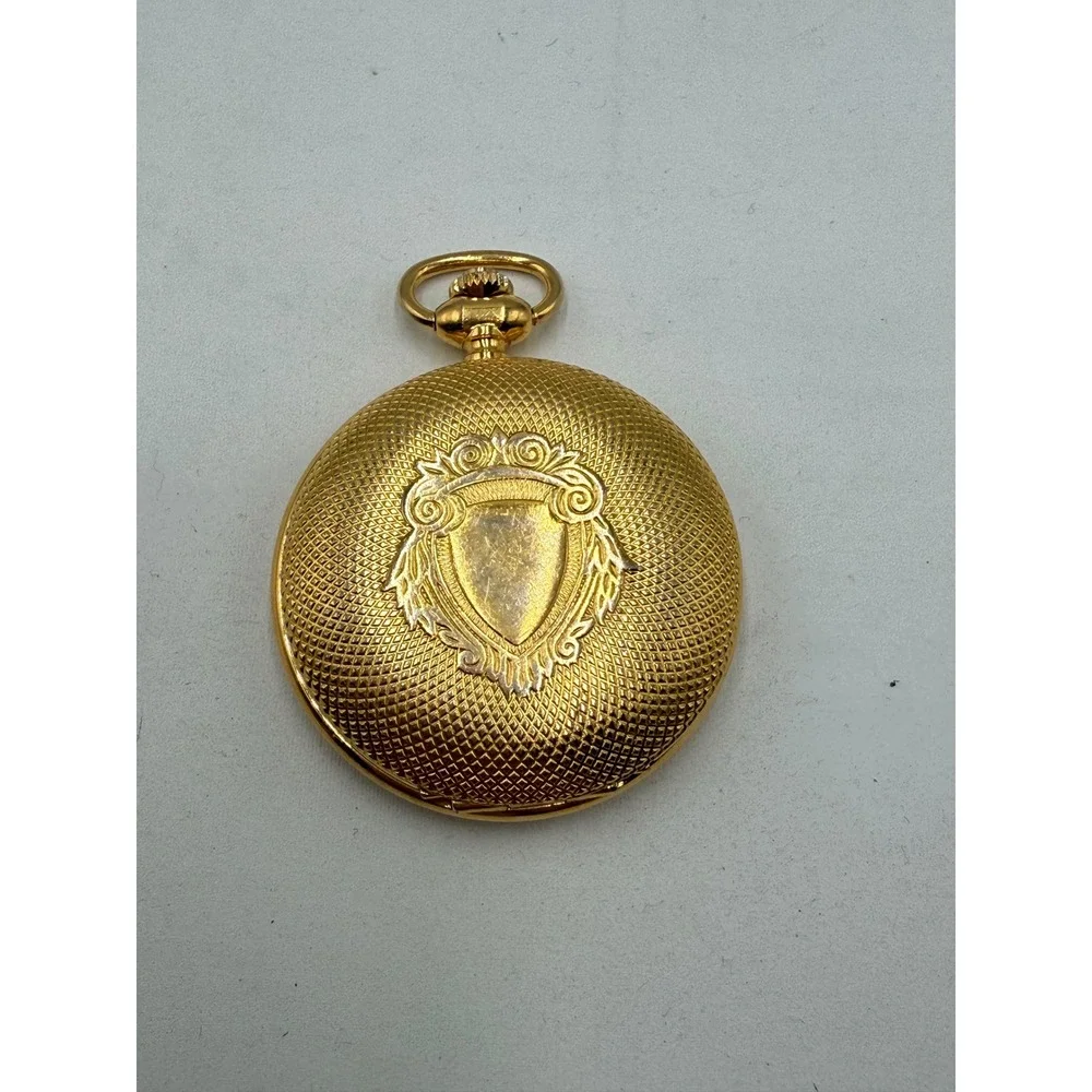 Lucien Piccard Pocket Watch Men Gold Tone Dufonte Quartz Date Hunter